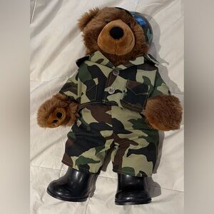 Build A Bear Workshop Military Camo Helmet Combat Boots Plush Stuffed Animal 16"